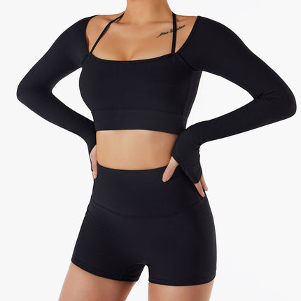 Conjunto de yoga de manga larga y corte ajustado