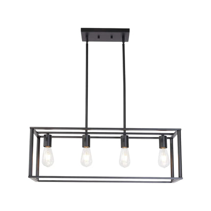 Lámpara colgante de 4 luces, estilo industrial vintage, con marco abierto - tugranalmacen.com