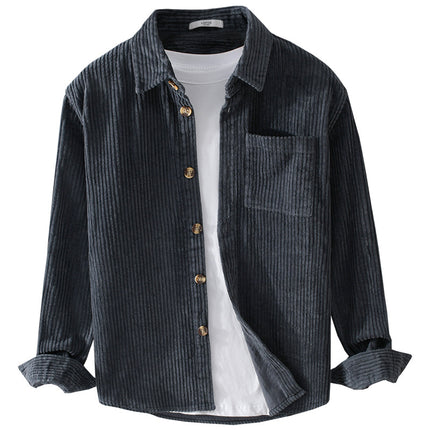 Camisa de pana de manga larga sencilla e informal