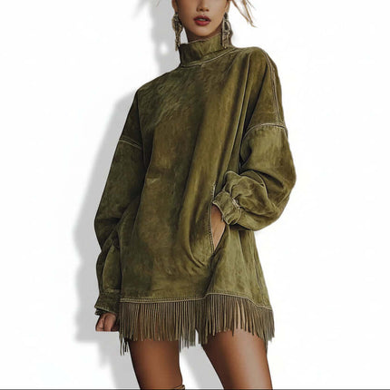 Vestido de terciopelo boho en verde