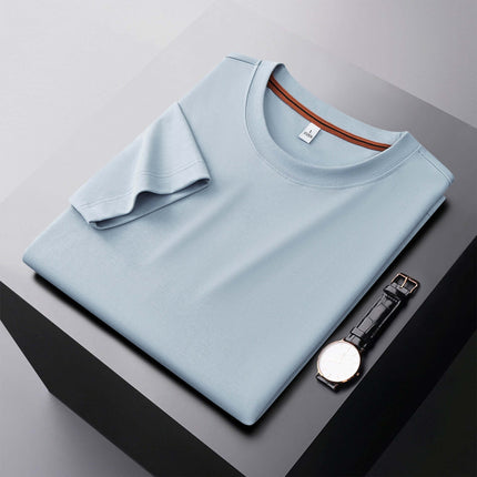 Camiseta básica de cuello redondo para hombre - Algodón suave y cómoda color azul
