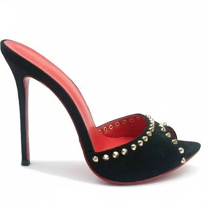 Sandalias de tacón de aguja y boca de pez en color clásico