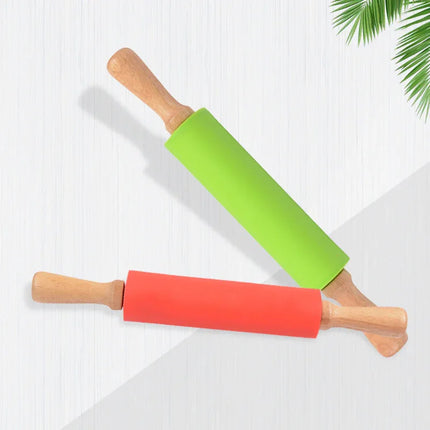 Rodillo de silicona con mango de madera. - tugranalmacen.com