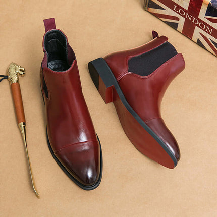Botines Chelsea con suela roja de estilo británico para hombre color rojo