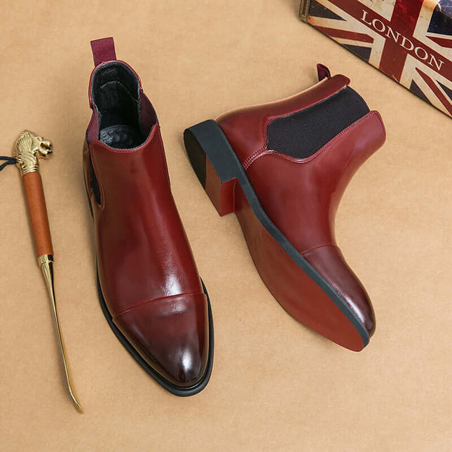 Botines Chelsea con suela roja de estilo británico para hombre color rojo