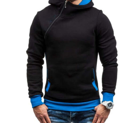 Sudadera con capucha y cremallera oblicua para hombre