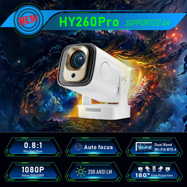 Proyector inteligente 4K Android 11 Hy260Pro H713 en blanco