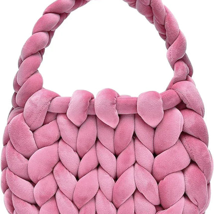 Bolsa de cartero tejida a mano con hilo hilado y núcleo de terciopelo de cristal. - tugranalmacen.com