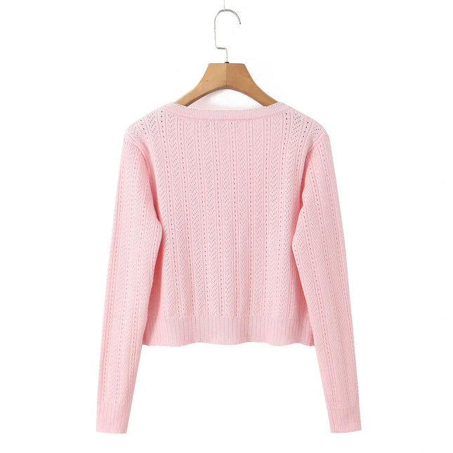 Top de manga larga con cuello redondo y botonadura sencilla - tugranalmacen.com