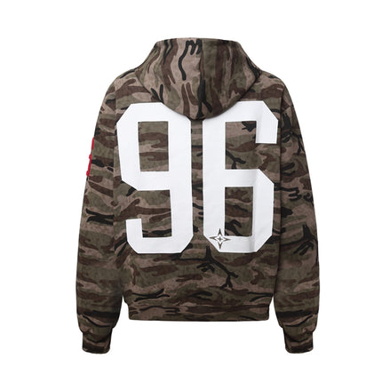 Sudadera con cremallera y capucha en camuflaje de mujer