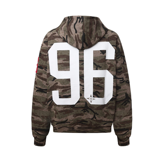 Sudadera con cremallera y capucha en camuflaje de mujer