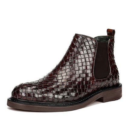 Botas cortas de hombre con diseño tejido moderno y elegante