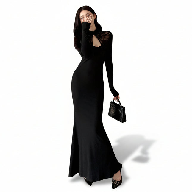 Vestido de cola de pez negro