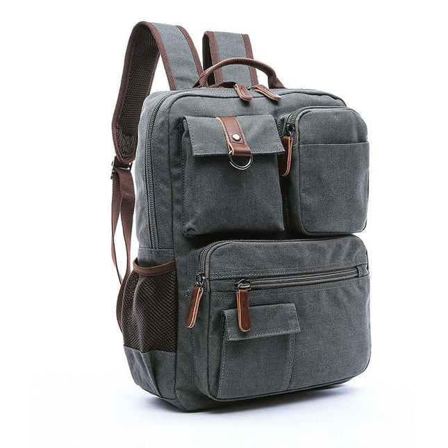 Mochila de lona encerada para hombre en color caqui
