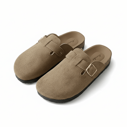 Zuecos mule de ante vegano en negro