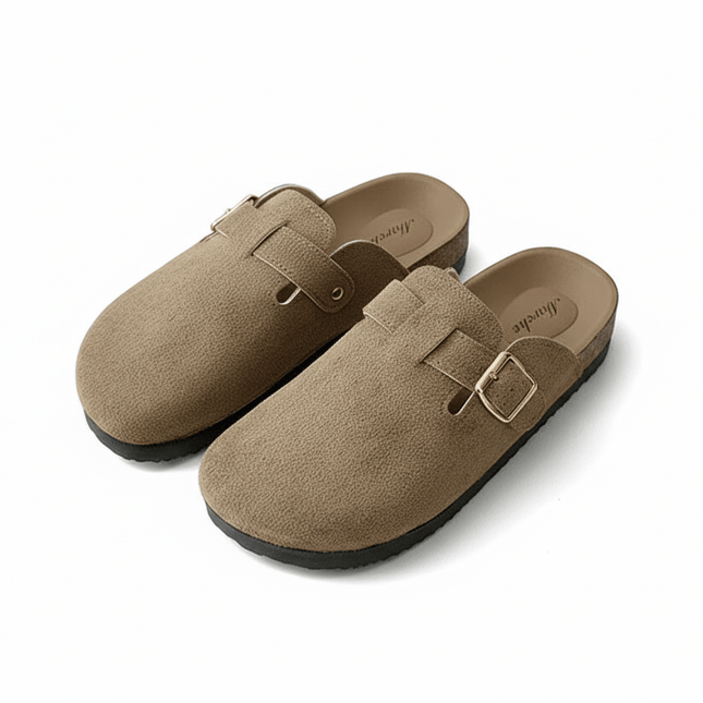 Zuecos mule de ante vegano en negro