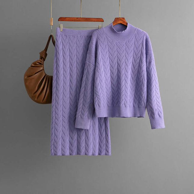 Conjunto de top de manga larga y falda holgada de mujer