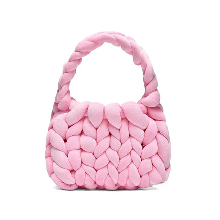 Bolsa de cartero tejida a mano con hilo hilado y núcleo de terciopelo de cristal. - tugranalmacen.com