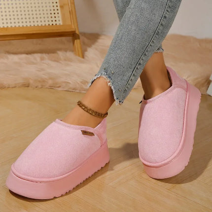 Botas de plataforma invierno vintage mujer, rosa, tela, estilo casual