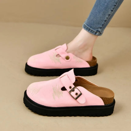 Mocasines con plataforma de microfibra y punta redonda casual