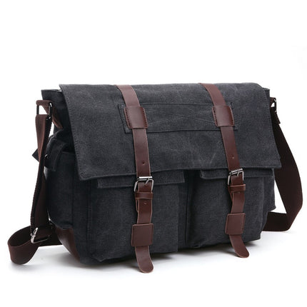 Bolso mensajero vintage para hombre de lona con correa ajustable