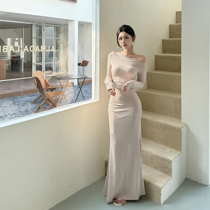 Vestido de cola de pez con hombros al descubierto - tugranalmacen.com