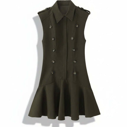 Vestido de estilo militar verde oliva