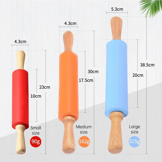 Rodillo de silicona con mango de madera. - tugranalmacen.com