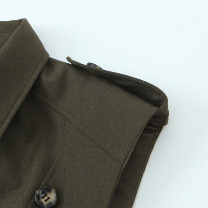 Vestido de estilo militar sin mangas con botones para mujer