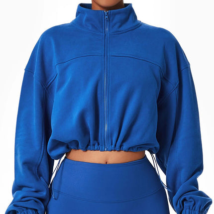Conjunto deportivo de mujer de 2 piezas - Chaqueta cropped y leggings color azul