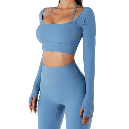 Conjunto de yoga de manga larga y corte ajustado
