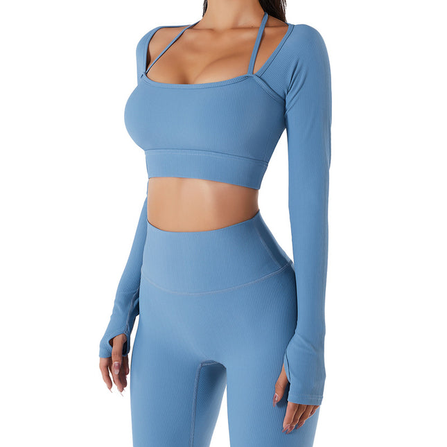 Conjunto de yoga de manga larga y corte ajustado
