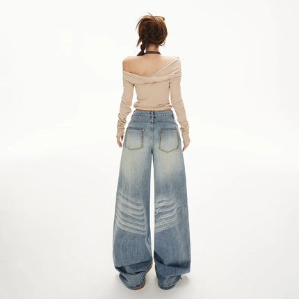 Women's Wide-Leg Jeans Female Spicy Girl Slimming Loose Straight Tube Floor-Length Pants - tugranalmacen.com