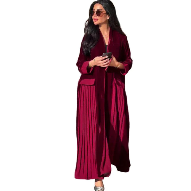 Abrigo Largo Velvet Rouge en rojo vino