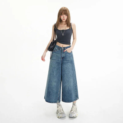 Jeans Cropped Anchos con cintura alta