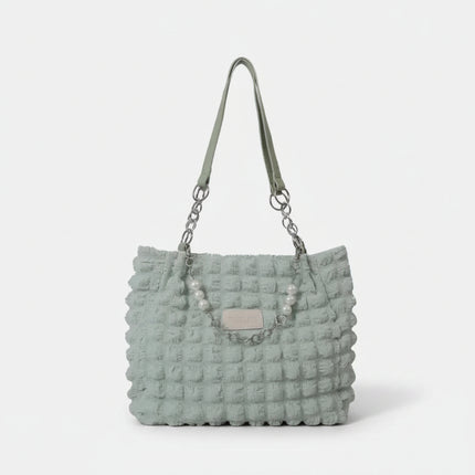Bolso tote con textura de burbujas, negro