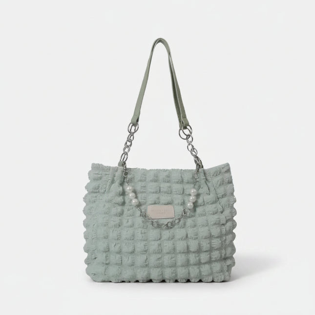 Bolso tote con textura de burbujas, negro