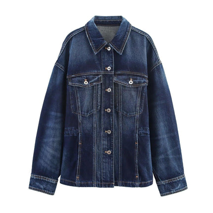 Chaqueta Vaquera de Mujer - Denim Azul Oscuro Estilo Clásico