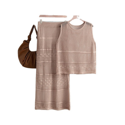 Conjunto de punto sin mangas negro