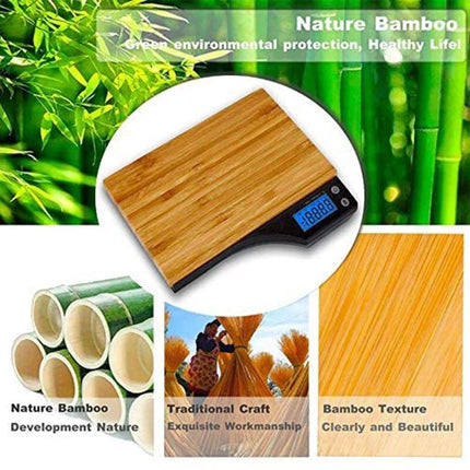 Báscula digital para alimentos, plataforma de bambú natural - tugranalmacen.com