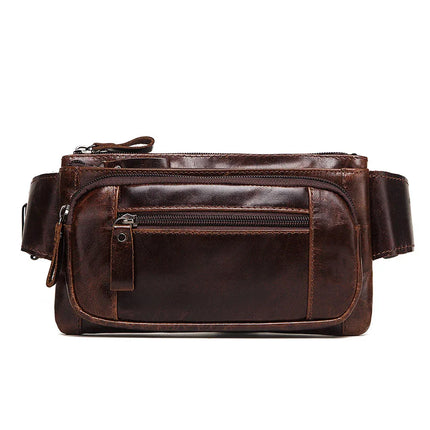Riñonera Kavi de piel auténtica para hombre, bolso de pecho multifuncional - tugranalmacen.com