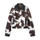 Chaqueta Estampado Vaca Mujer - Cuero Sintético con Cremallera