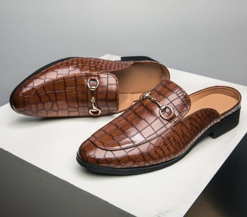 Zapatos de cuero hombre con punta cuadrada y tacón bajo