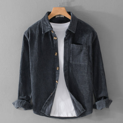 Camisa de pana de manga larga sencilla e informal
