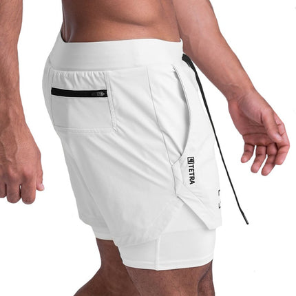 Pantalones cortos deportivos de doble capa y secado rápido