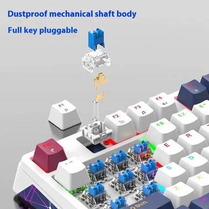 XUNFOX K85 wired mechanical keyboard for esports games, hot swappable desktop computer for office and home use, illuminated USB - tugranalmacen.com