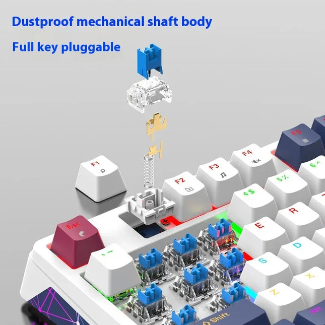 XUNFOX K85 wired mechanical keyboard for esports games, hot swappable desktop computer for office and home use, illuminated USB - tugranalmacen.com