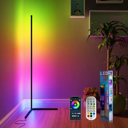 Lámpara de pie LED RGBIC negra