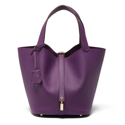 Head layer cowhide bucket bag women's leather high-end handbag - tugranalmacen.com