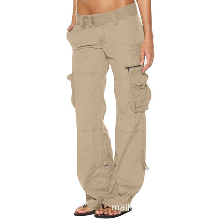 Pantalones de algodón para mujer con bolsillos múltiples
